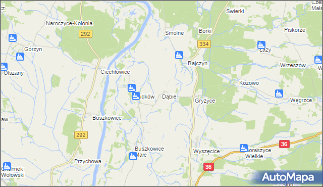 mapa Dąbie gmina Wińsko, Dąbie gmina Wińsko na mapie Targeo