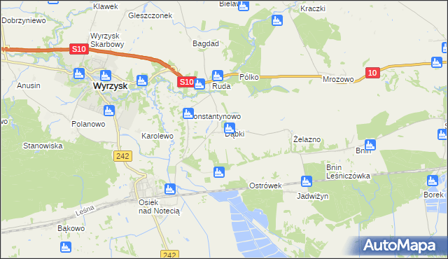 mapa Dąbki gmina Wyrzysk, Dąbki gmina Wyrzysk na mapie Targeo