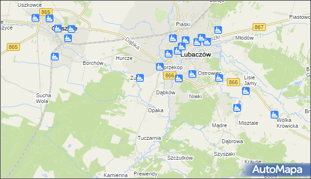 mapa Dąbków, Dąbków na mapie Targeo