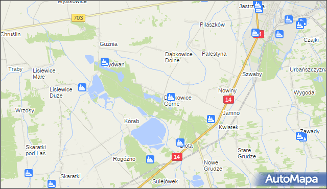 mapa Dąbkowice Górne, Dąbkowice Górne na mapie Targeo