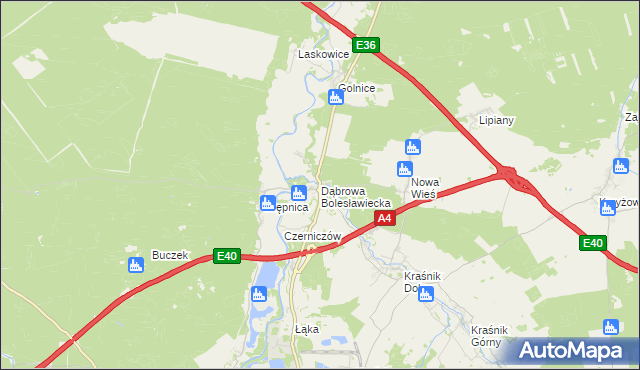 mapa Dąbrowa Bolesławiecka, Dąbrowa Bolesławiecka na mapie Targeo