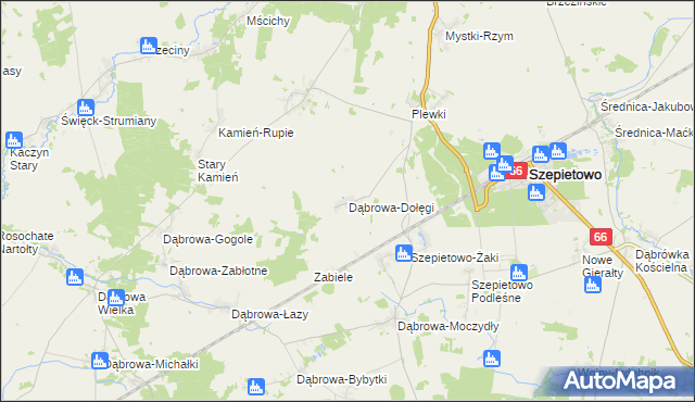 mapa Dąbrowa-Dołęgi, Dąbrowa-Dołęgi na mapie Targeo