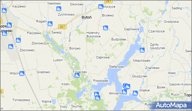 mapa Dąbrowa gmina Bytoń, Dąbrowa gmina Bytoń na mapie Targeo