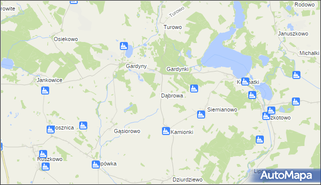 mapa Dąbrowa gmina Dąbrówno, Dąbrowa gmina Dąbrówno na mapie Targeo