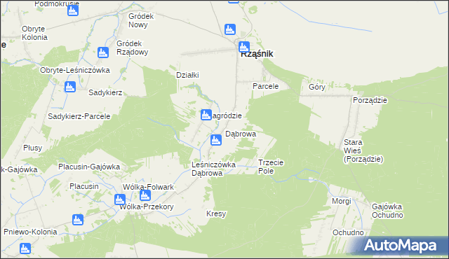 mapa Dąbrowa gmina Rząśnik, Dąbrowa gmina Rząśnik na mapie Targeo