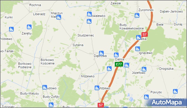 mapa Dąbrowa gmina Strzegowo, Dąbrowa gmina Strzegowo na mapie Targeo