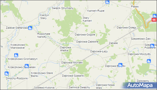 mapa Dąbrowa-Kaski, Dąbrowa-Kaski na mapie Targeo