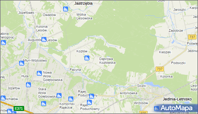 mapa Dąbrowa Kozłowska, Dąbrowa Kozłowska na mapie Targeo