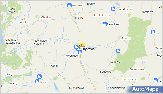 mapa Dąbrowa powiat mogileński, Dąbrowa powiat mogileński na mapie Targeo