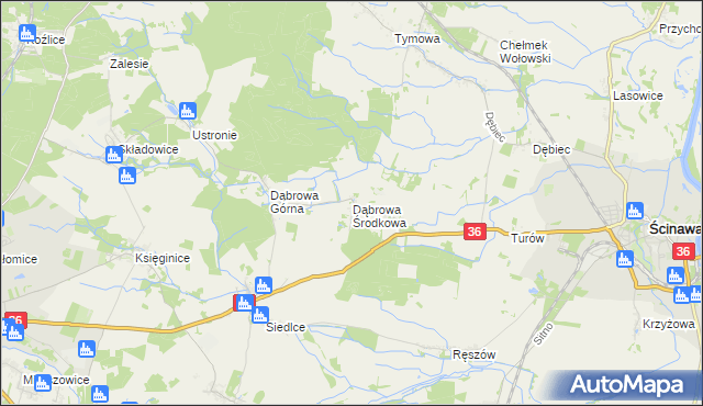 mapa Dąbrowa Środkowa, Dąbrowa Środkowa na mapie Targeo