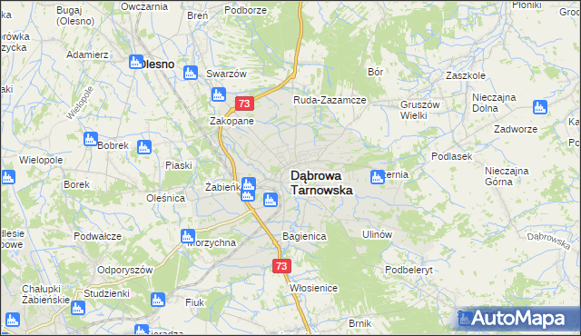 mapa Dąbrowa Tarnowska, Dąbrowa Tarnowska na mapie Targeo