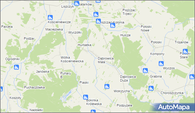 mapa Dąbrowica Mała, Dąbrowica Mała na mapie Targeo