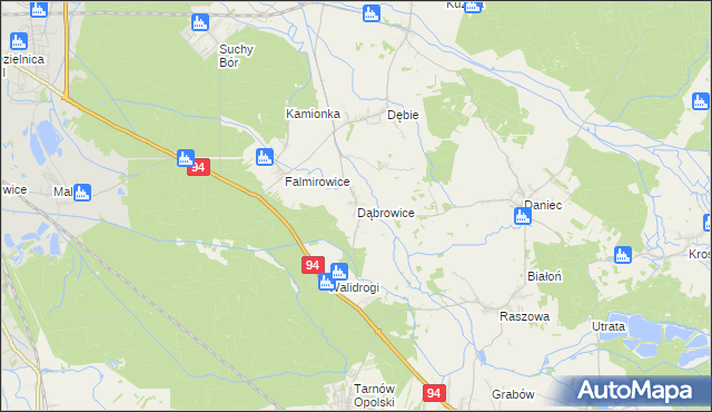 mapa Dąbrowice gmina Chrząstowice, Dąbrowice gmina Chrząstowice na mapie Targeo