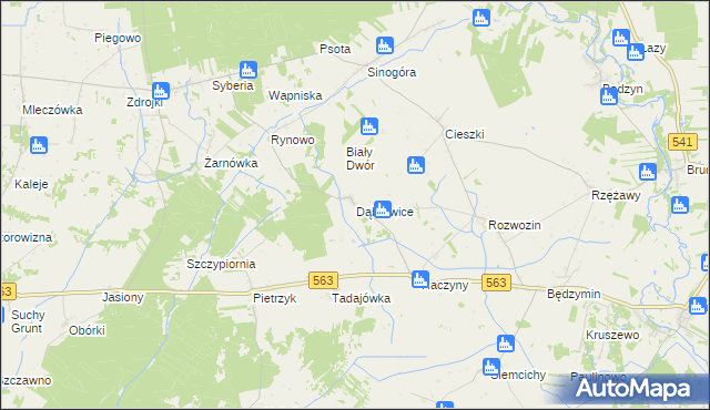 mapa Dąbrowice gmina Żuromin, Dąbrowice gmina Żuromin na mapie Targeo
