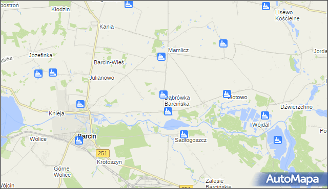 mapa Dąbrówka Barcińska, Dąbrówka Barcińska na mapie Targeo