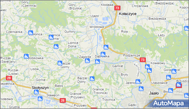 mapa Dąbrówka gmina Brzyska, Dąbrówka gmina Brzyska na mapie Targeo