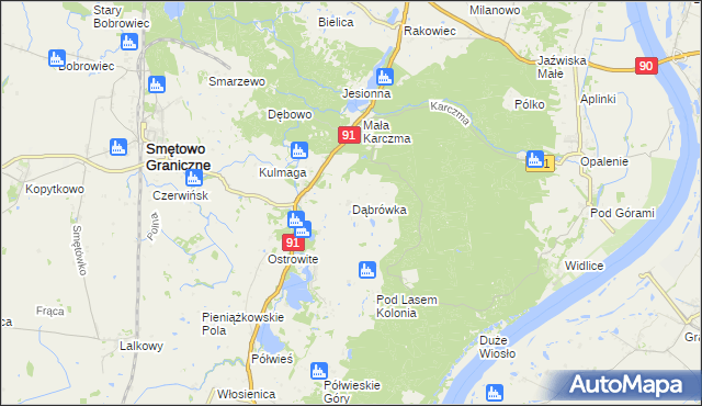 mapa Dąbrówka gmina Gniew, Dąbrówka gmina Gniew na mapie Targeo