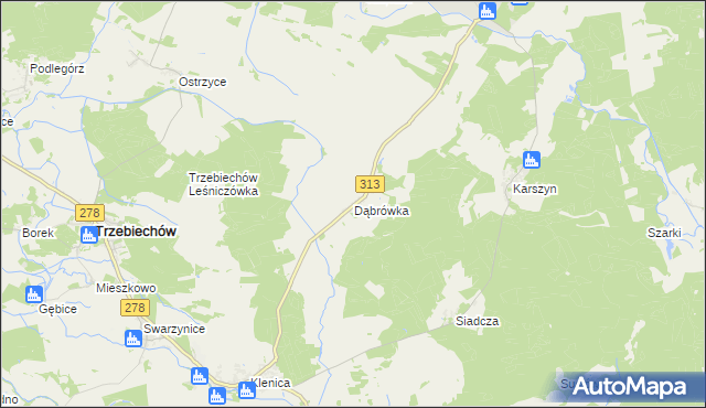 mapa Dąbrówka gmina Kargowa, Dąbrówka gmina Kargowa na mapie Targeo
