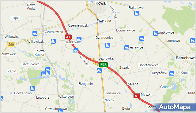 mapa Dąbrówka gmina Kowal, Dąbrówka gmina Kowal na mapie Targeo