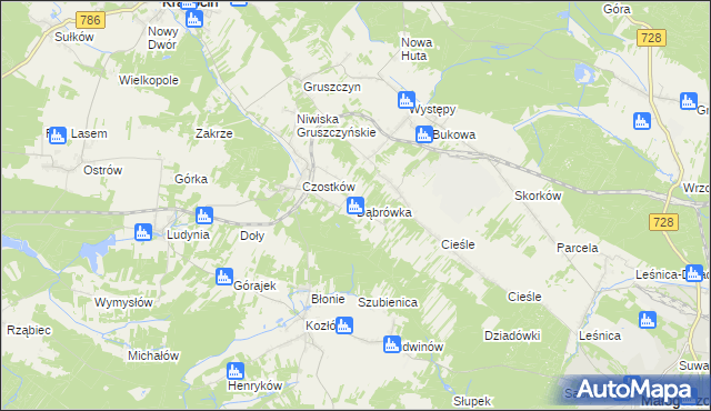 mapa Dąbrówka gmina Krasocin, Dąbrówka gmina Krasocin na mapie Targeo