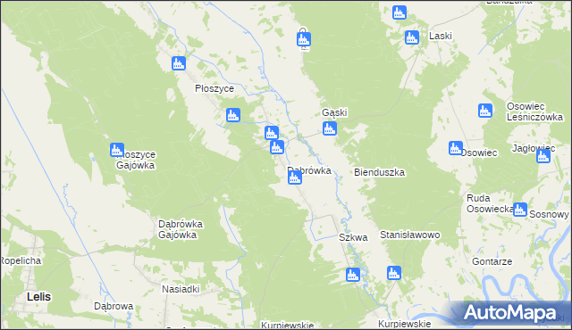 mapa Dąbrówka gmina Lelis, Dąbrówka gmina Lelis na mapie Targeo