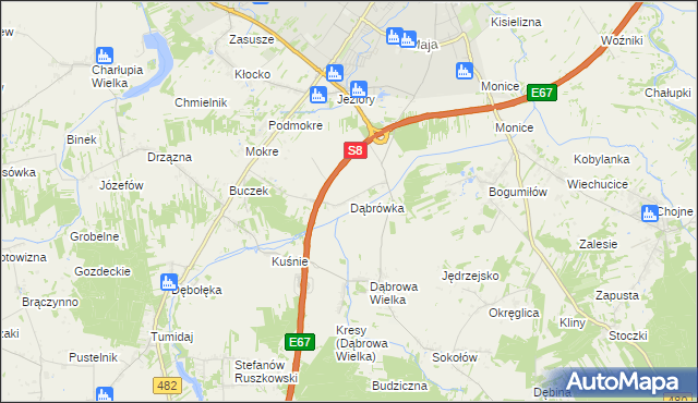 mapa Dąbrówka gmina Sieradz, Dąbrówka gmina Sieradz na mapie Targeo