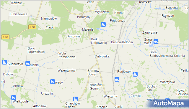 mapa Dąbrówka gmina Zadzim, Dąbrówka gmina Zadzim na mapie Targeo