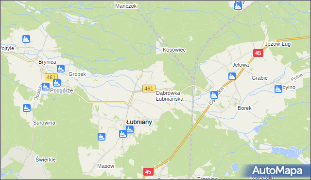 mapa Dąbrówka Łubniańska, Dąbrówka Łubniańska na mapie Targeo
