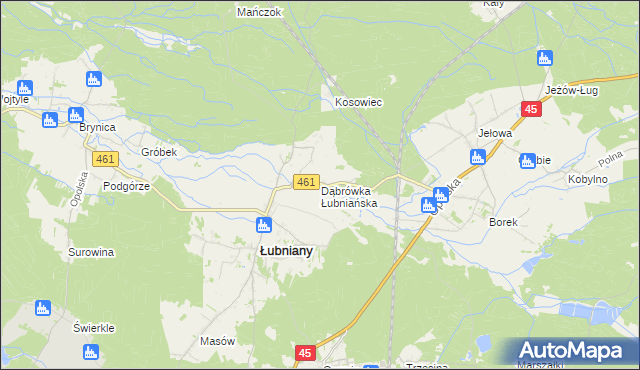 mapa Dąbrówka Łubniańska, Dąbrówka Łubniańska na mapie Targeo