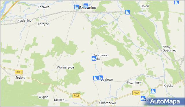 mapa Dąbrówka Mała gmina Szczaniec, Dąbrówka Mała gmina Szczaniec na mapie Targeo