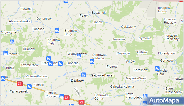 mapa Dąbrówka Nadolna, Dąbrówka Nadolna na mapie Targeo