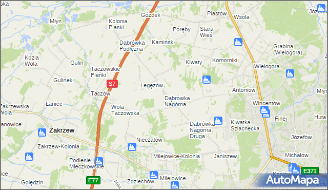 mapa Dąbrówka Nagórna, Dąbrówka Nagórna na mapie Targeo