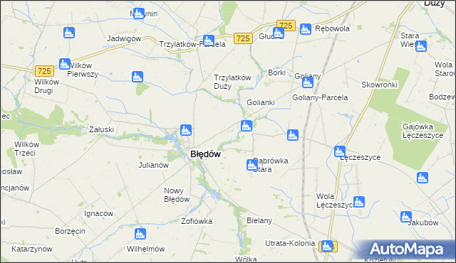 mapa Dąbrówka Nowa gmina Błędów, Dąbrówka Nowa gmina Błędów na mapie Targeo