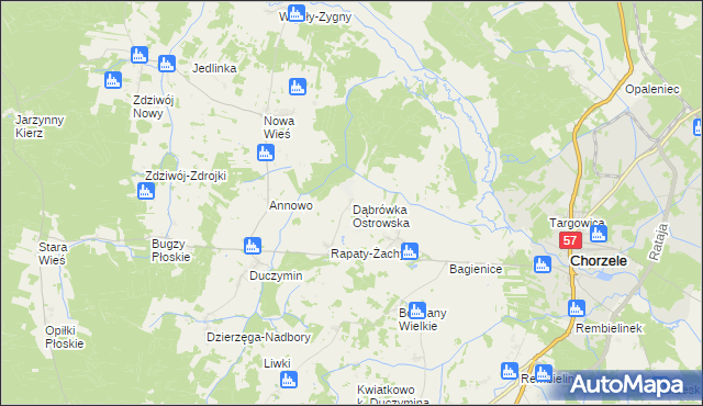 mapa Dąbrówka Ostrowska, Dąbrówka Ostrowska na mapie Targeo