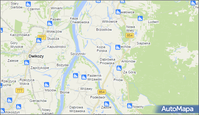 mapa Dąbrówka Pniowska, Dąbrówka Pniowska na mapie Targeo