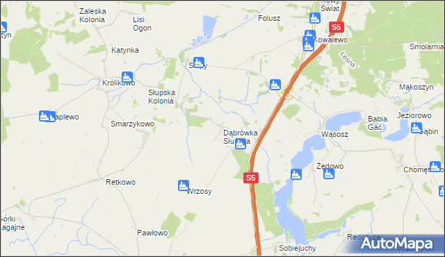 mapa Dąbrówka Słupska, Dąbrówka Słupska na mapie Targeo