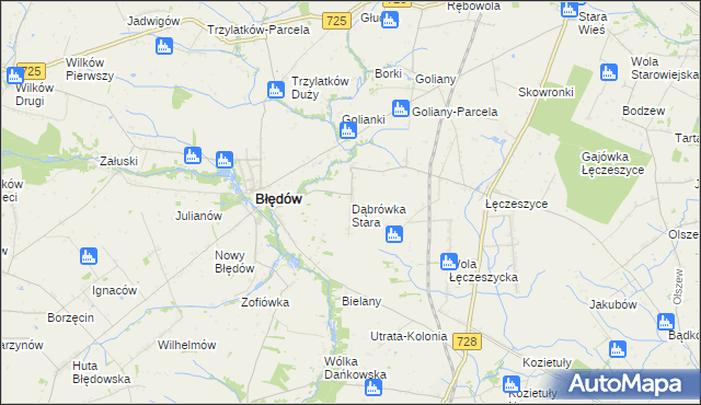 mapa Dąbrówka Stara, Dąbrówka Stara na mapie Targeo