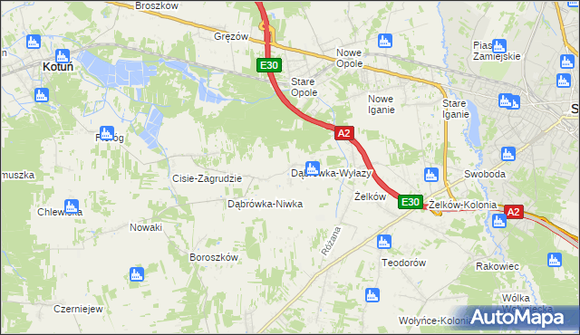 mapa Dąbrówka-Wyłazy, Dąbrówka-Wyłazy na mapie Targeo