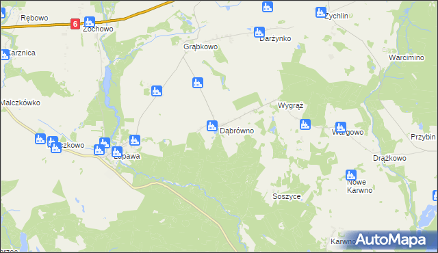 mapa Dąbrówno gmina Potęgowo, Dąbrówno gmina Potęgowo na mapie Targeo