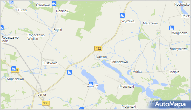 mapa Dalewo gmina Śrem, Dalewo gmina Śrem na mapie Targeo