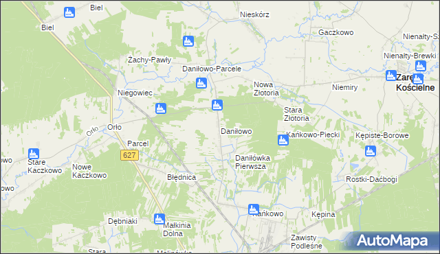 mapa Daniłowo gmina Małkinia Górna, Daniłowo gmina Małkinia Górna na mapie Targeo