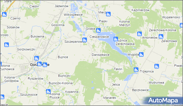 mapa Daniszewice, Daniszewice na mapie Targeo