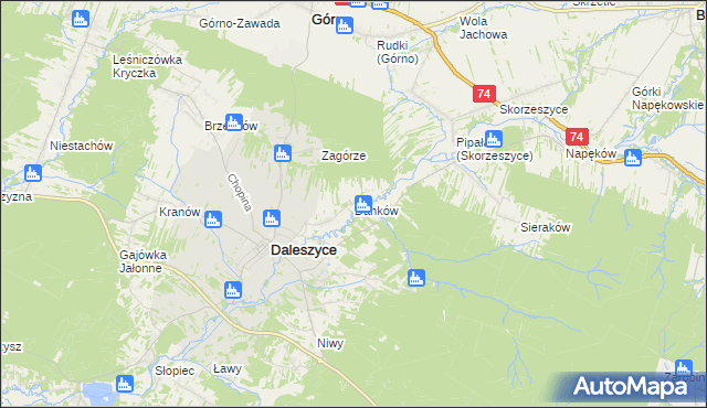 mapa Danków gmina Daleszyce, Danków gmina Daleszyce na mapie Targeo
