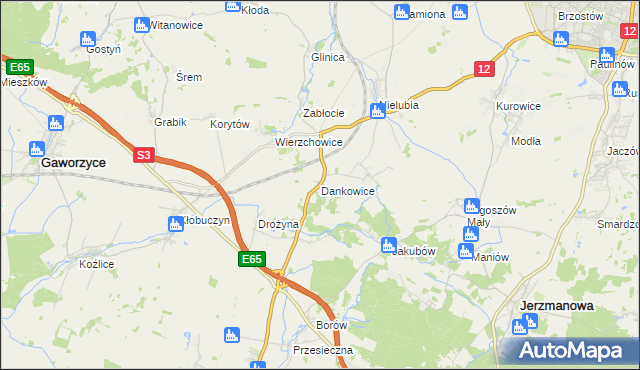 mapa Dankowice gmina Żukowice, Dankowice gmina Żukowice na mapie Targeo