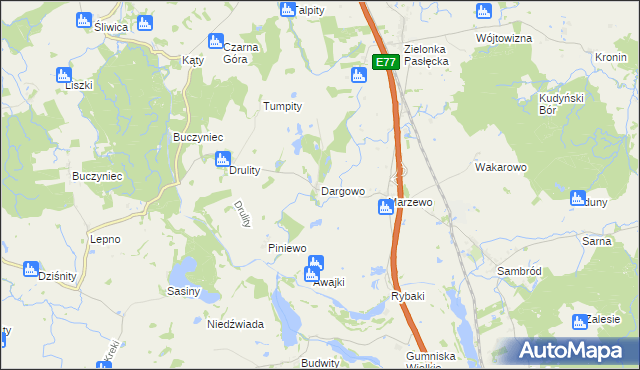 mapa Dargowo, Dargowo na mapie Targeo