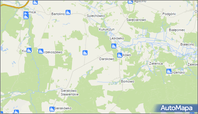 mapa Darskowo gmina Malechowo, Darskowo gmina Malechowo na mapie Targeo
