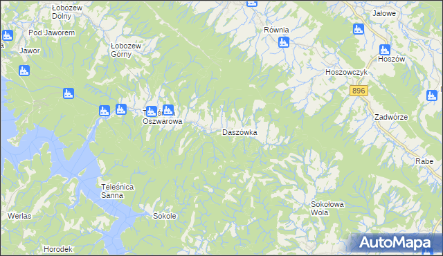 mapa Daszówka gmina Ustrzyki Dolne, Daszówka gmina Ustrzyki Dolne na mapie Targeo