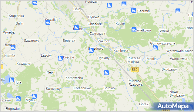 mapa Dębiany gmina Rypin, Dębiany gmina Rypin na mapie Targeo