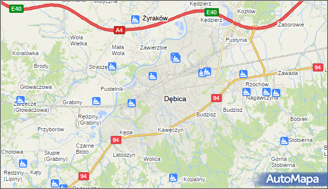 mapa Dębicy, Dębica na mapie Targeo