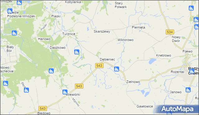 mapa Dębieniec, Dębieniec na mapie Targeo